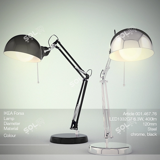 Modern Chrome Table Lamp 3D model image 1