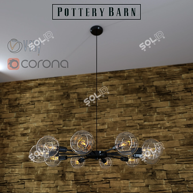 Title: Mid Century Orb Chandelier - Elegance Illuminated 3D model image 1