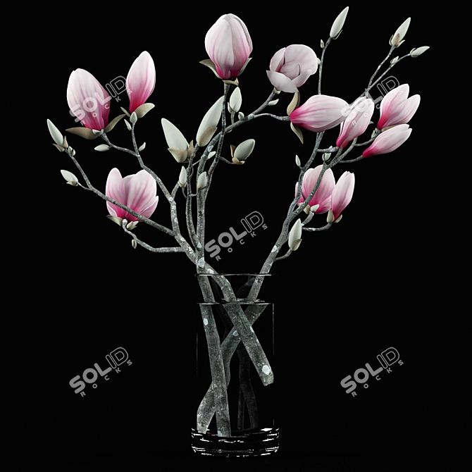 Elegant Magnolia Bouquet - Lifelike Floral Arrangement 3D model image 1