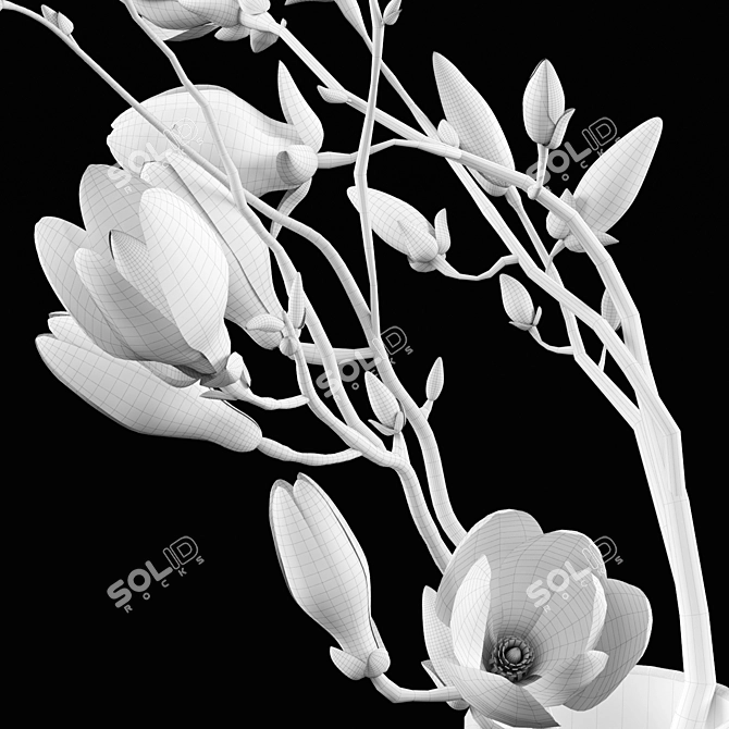 Elegant Magnolia Bouquet - Lifelike Floral Arrangement 3D model image 3