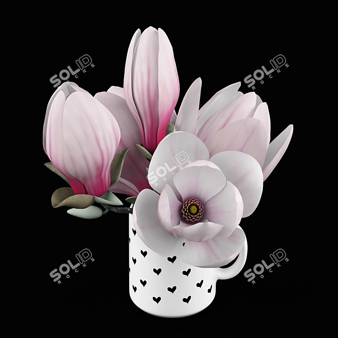 Elegant Magnolia Blossom Cup 3D model image 2