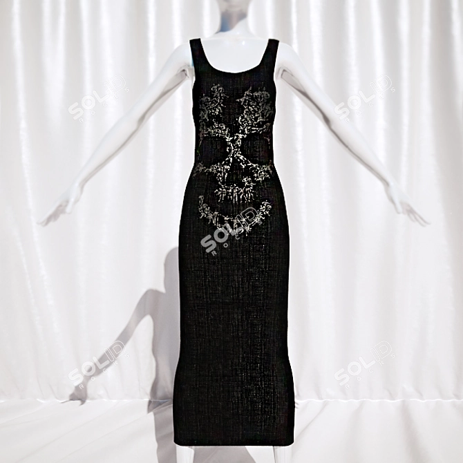 Black Skull Print Dress 3D model image 1