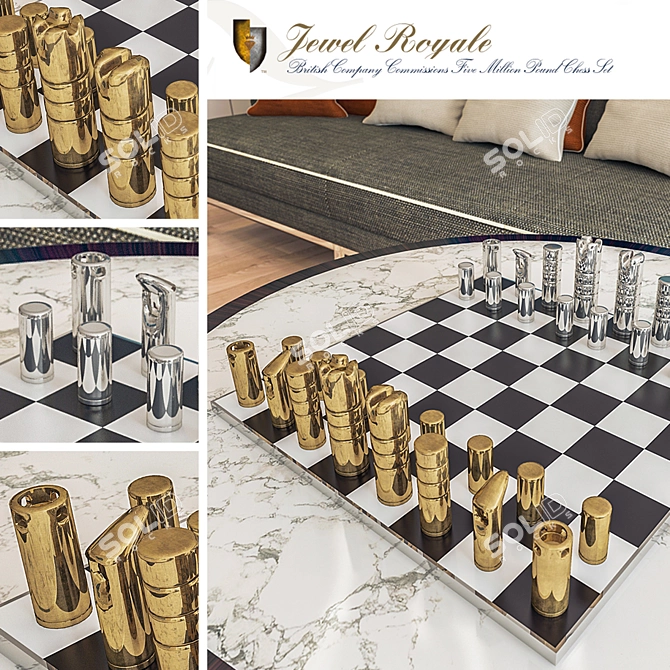 Regal Gem Chess Set 3D model image 1