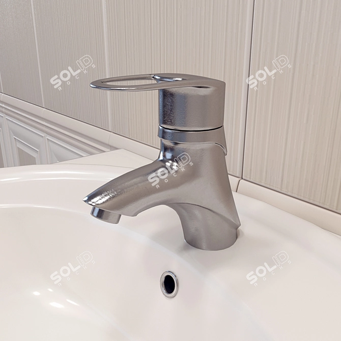 Elegant Gala Sink with Pedestal & La Faenza Vendome Tiles 3D model image 2