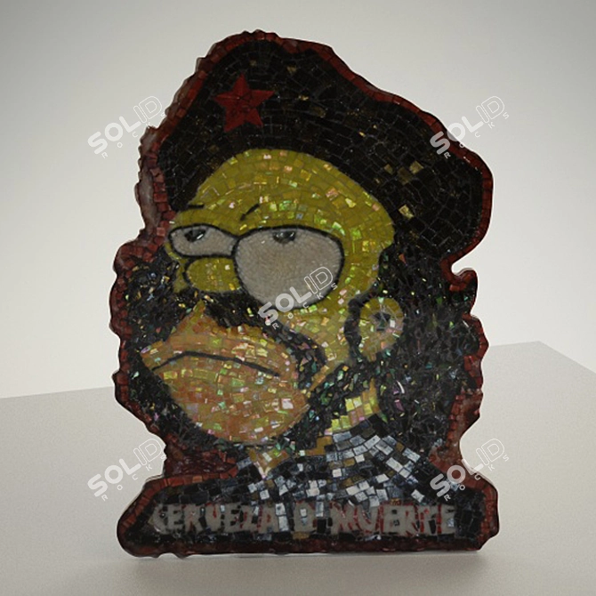 Simpson Mosaic Homage: Cheers to Beer or Death 3D model image 1