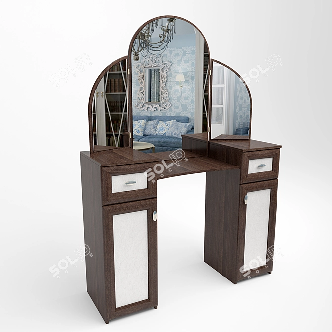 Elegant Venge Wood Dressing Table 3D model image 1