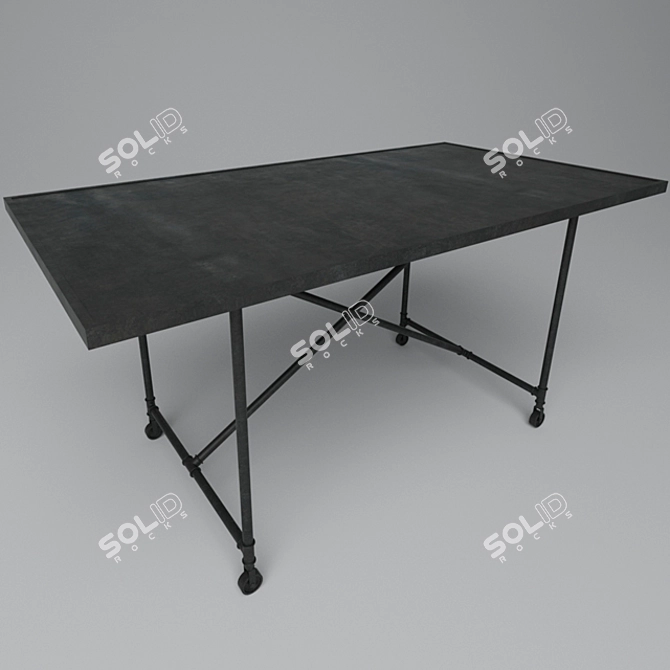 Industrial Dining Table: Edison 3D model image 1