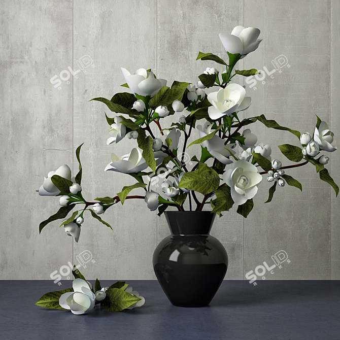 White Flower Table Decor 3D model image 1