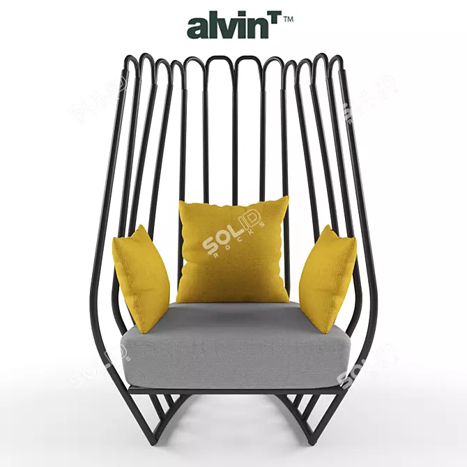 Modern Alumunium High Back Chair 3D model image 1