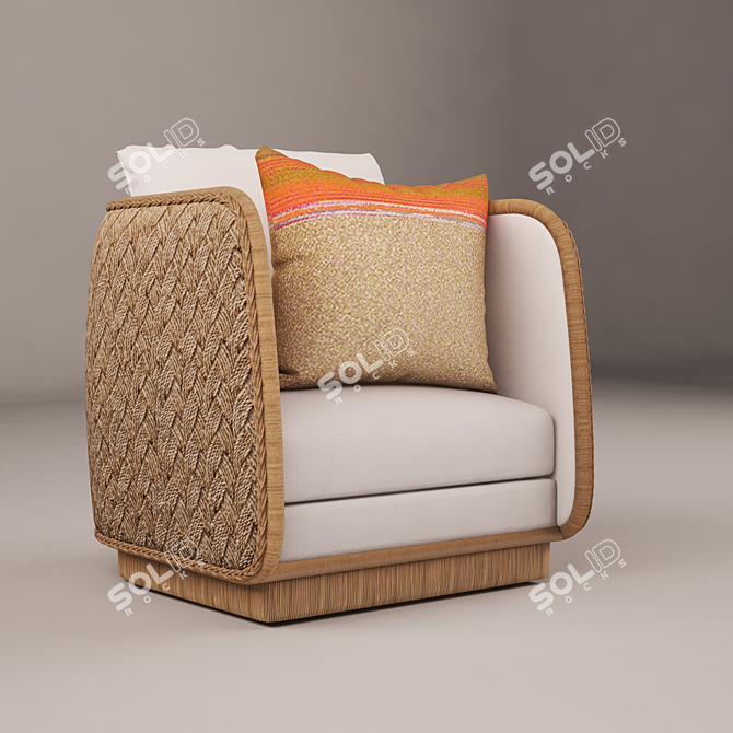 Coastal Braided Lounge Chair 3D model image 1