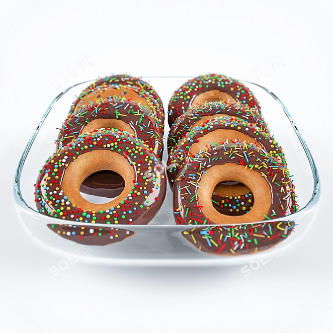 Chocolate Glazed Donuts 3D model image 1