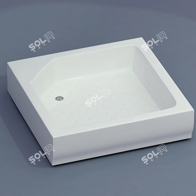 Sleek Shower Tray with Displacement Mapping 3D model image 2