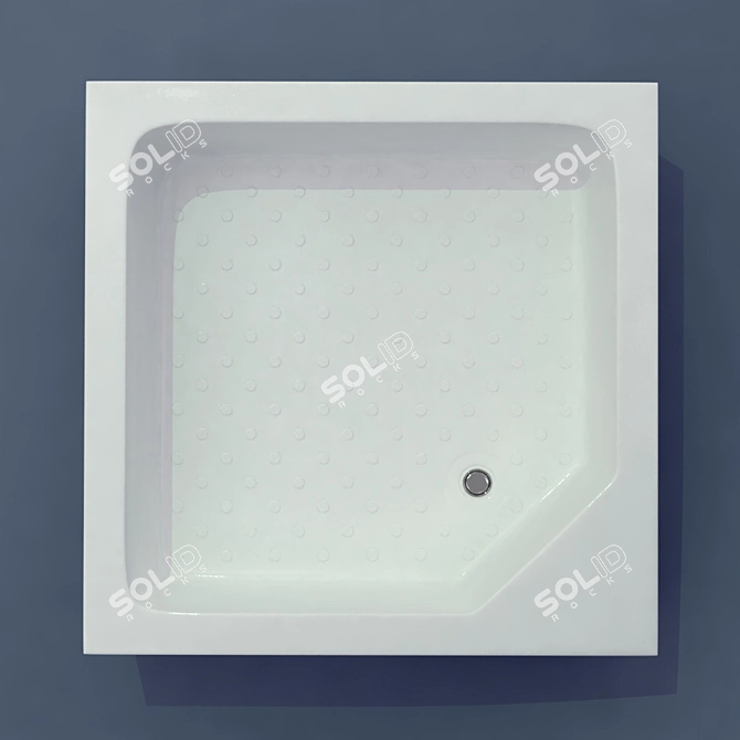 Sleek Shower Tray with Displacement Mapping 3D model image 3