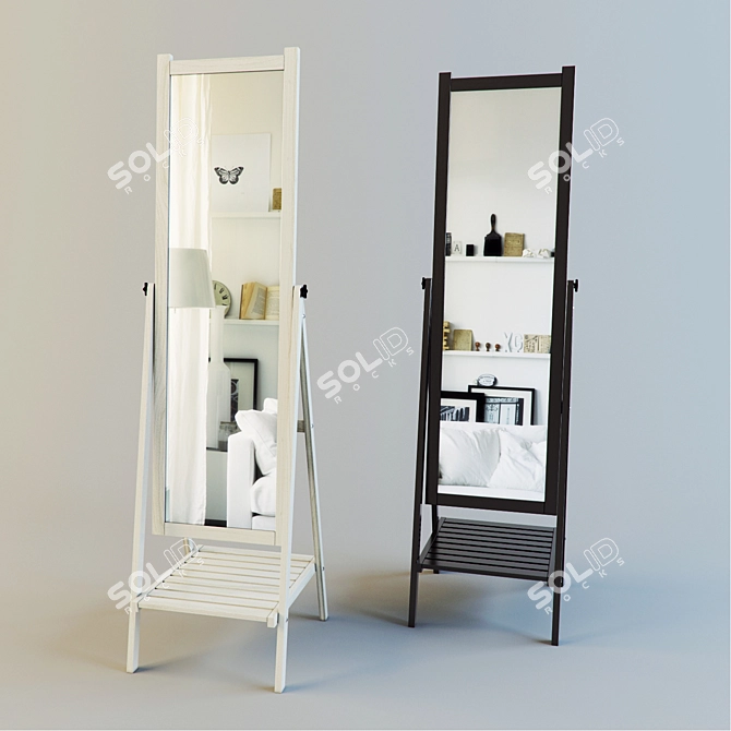 Scandinavian Pine Mirror Armoire 3D model image 1