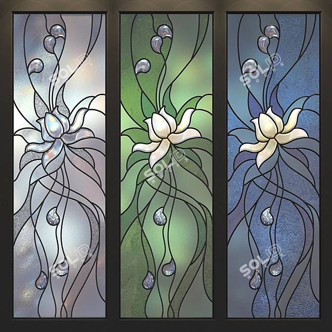 Elegant Stained Lotus Panel 3D model image 1