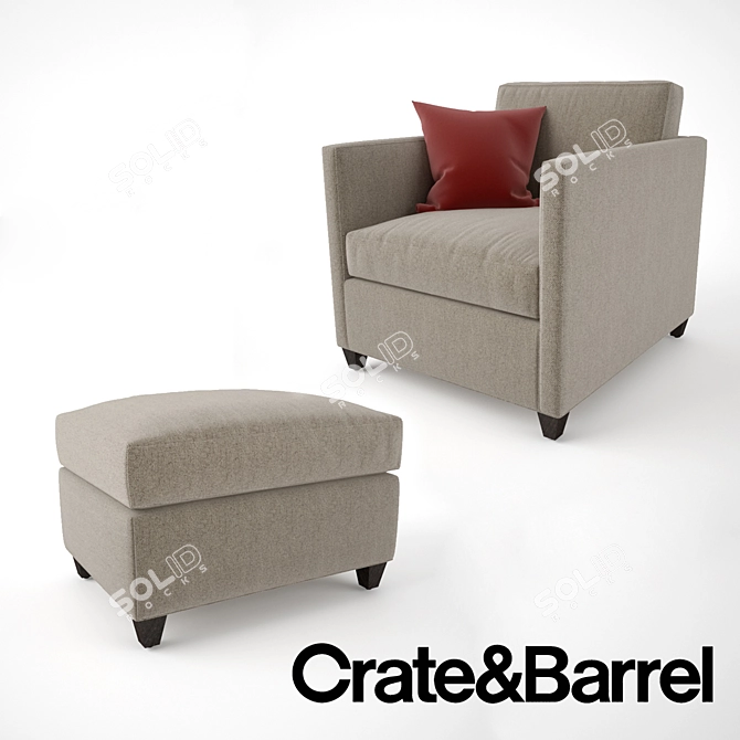 Elegant Dryden Chair & Ottoman 3D model image 1