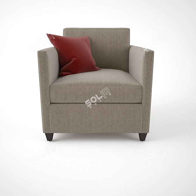 Elegant Dryden Chair & Ottoman 3D model image 2