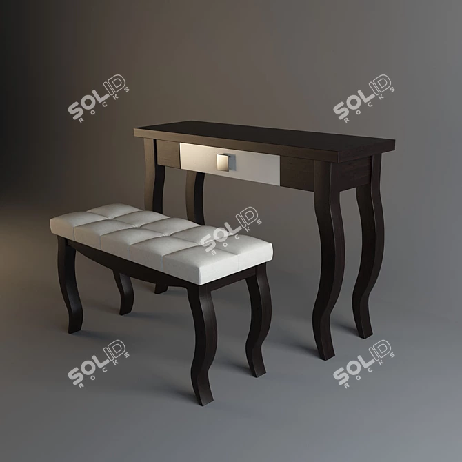 Laviano Art Deco Dressing Table & Stool - Polish Elegance 3D model image 1