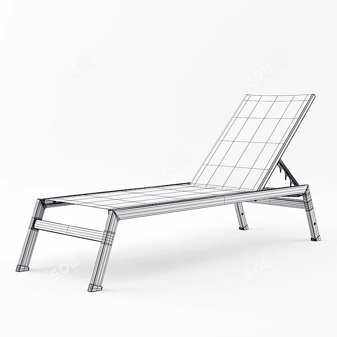 Victor Pool Cot: Adjustable Aluminum Frame with Batyline Fabric 3D model image 3