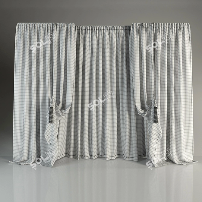 Dual-Sided Curtains with Tulle 3D model image 2