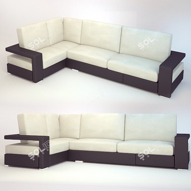Modern Leather and Fabric Sofa 3D model image 1