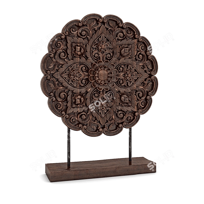 Elegant Wood Carving Decor 3D model image 1