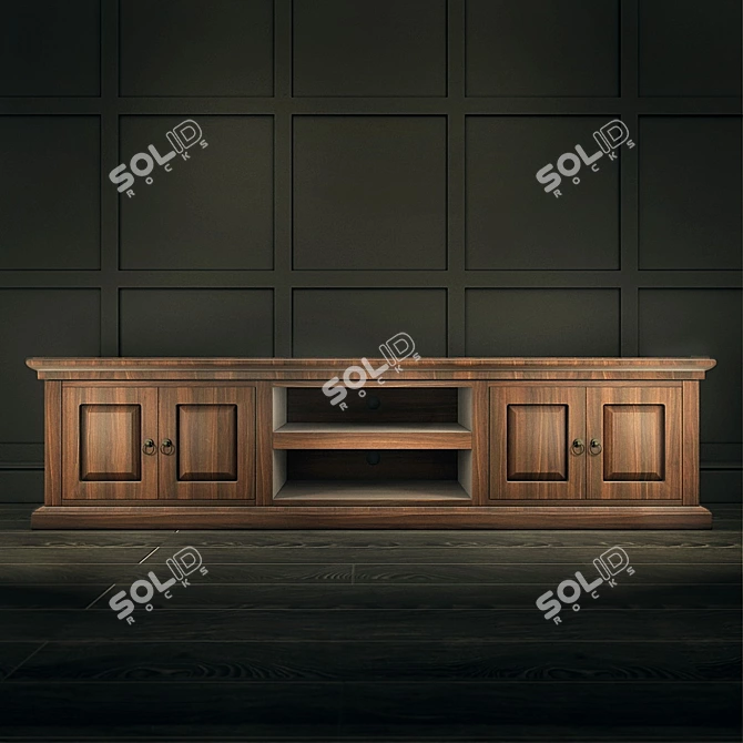 Chambal TV Stand: Indian Rosewood, 2000x500x450(mm) 3D model image 1