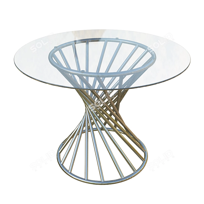 Elegant Curved Leg Glass Table 3D model image 1