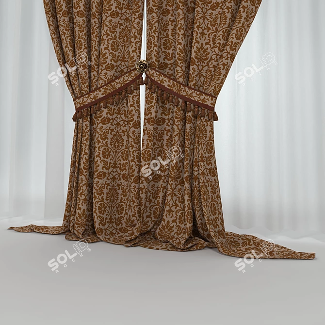 Classic Curtains with Lambrequins 3D model image 2