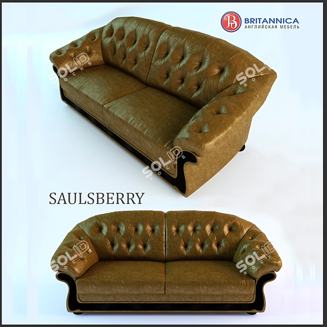 English Leather Sofa - Elegant and Durable 3D model image 1