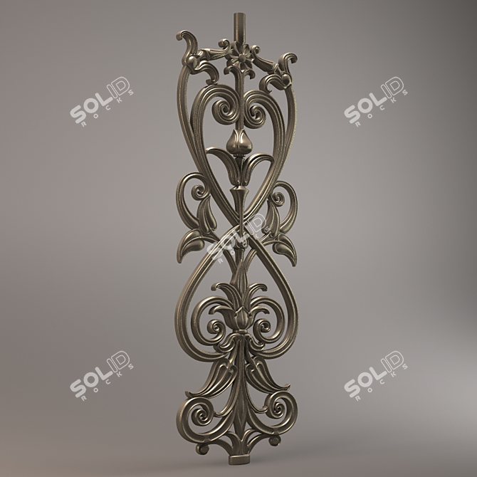 Elegant Iron Fence 3D model image 1