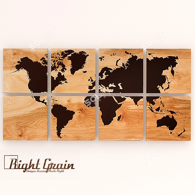 Handcrafted Wood World Map 3D model image 1