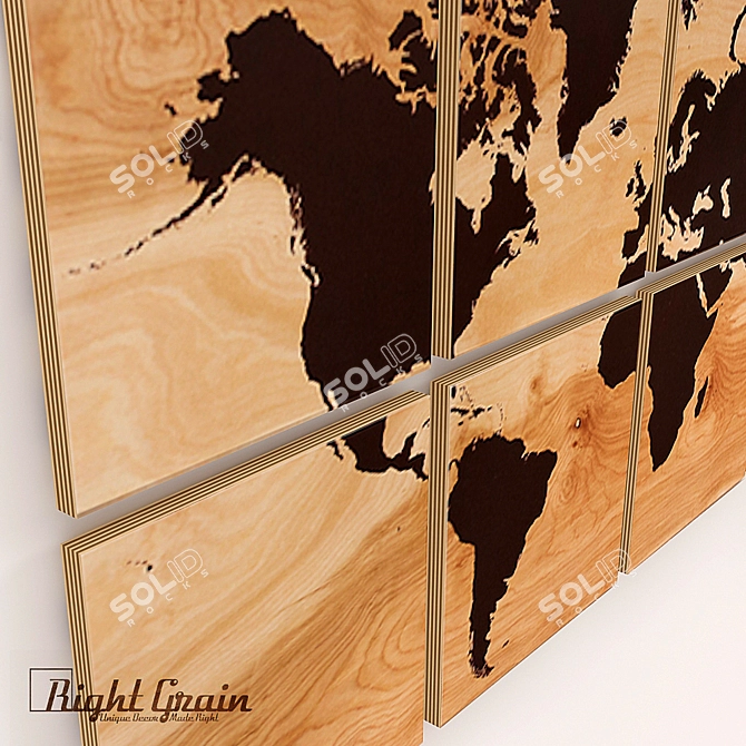Handcrafted Wood World Map 3D model image 2