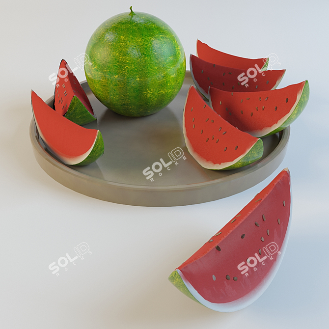 Refreshing Watermelon Table Decor 3D model image 1