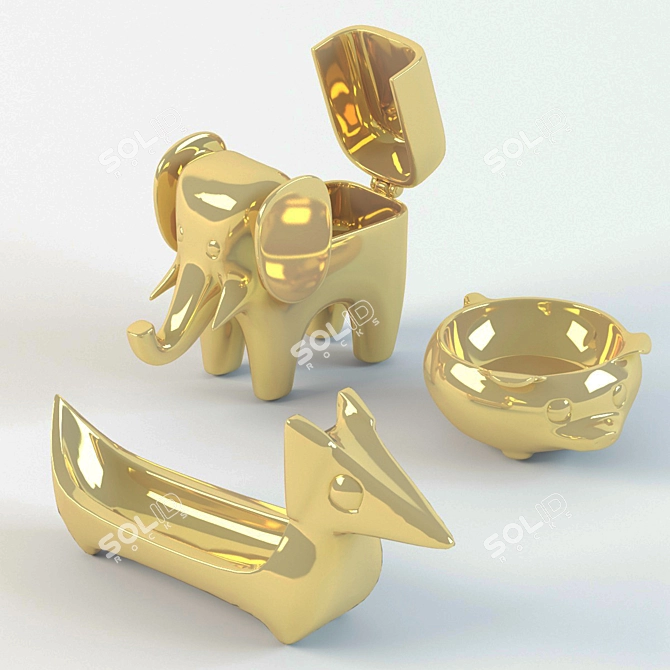 Gilded Wedding Ring Dish 3D model image 1