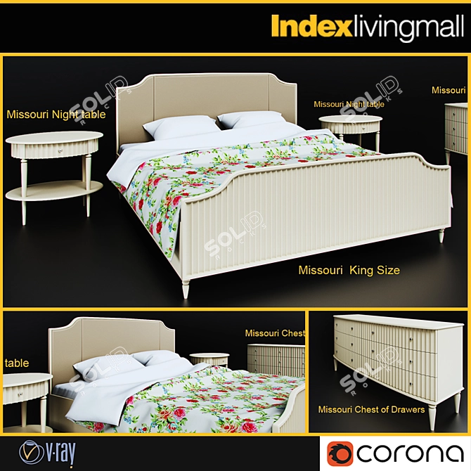 Missouri Bed Set 3D model image 1