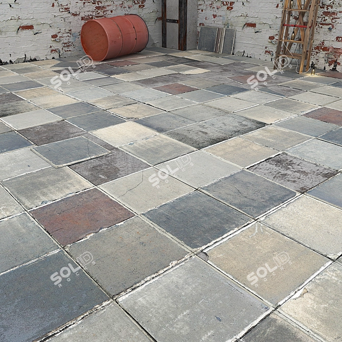 Rustic "Travertino" Floor Tile 3D model image 1