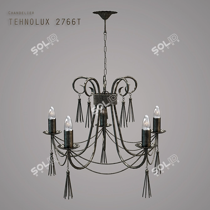 Vintage Bronze Chandelier 2766T 3D model image 1