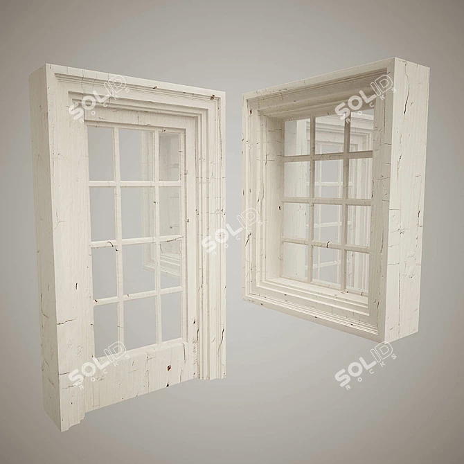 Vintage Old Door and Window 3D model image 1