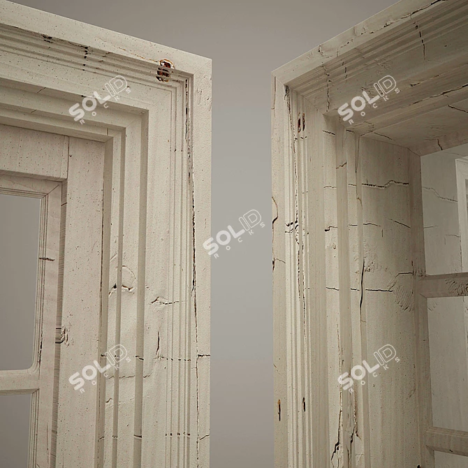 Vintage Old Door and Window 3D model image 3