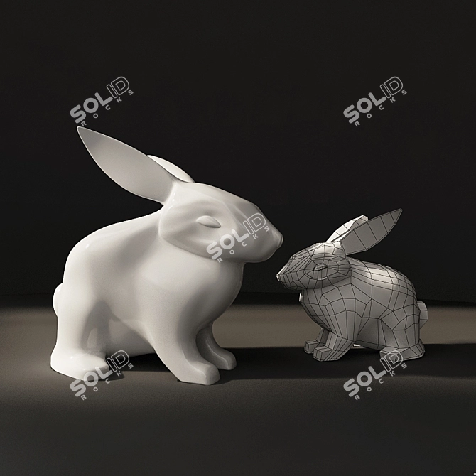 Whimsical Hare Statuette 3D model image 1