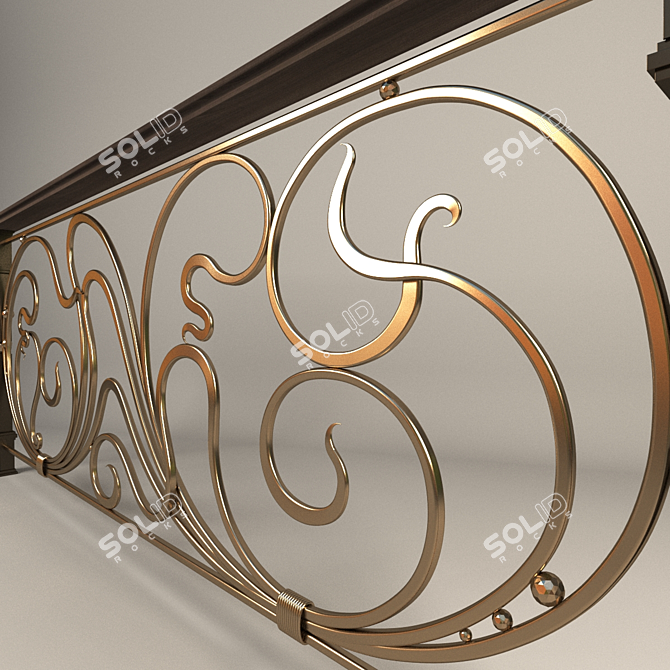 Elegant Iron Railings 3D model image 2