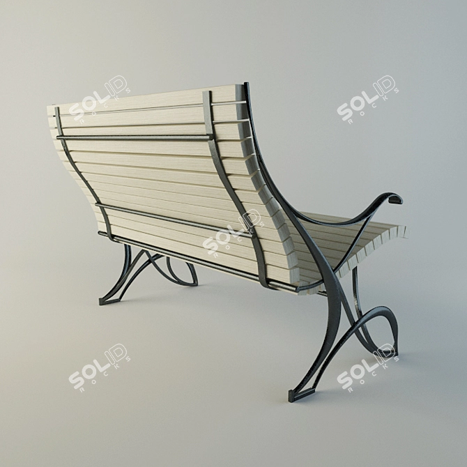 Exquisite Outdoor Bench 3D model image 2