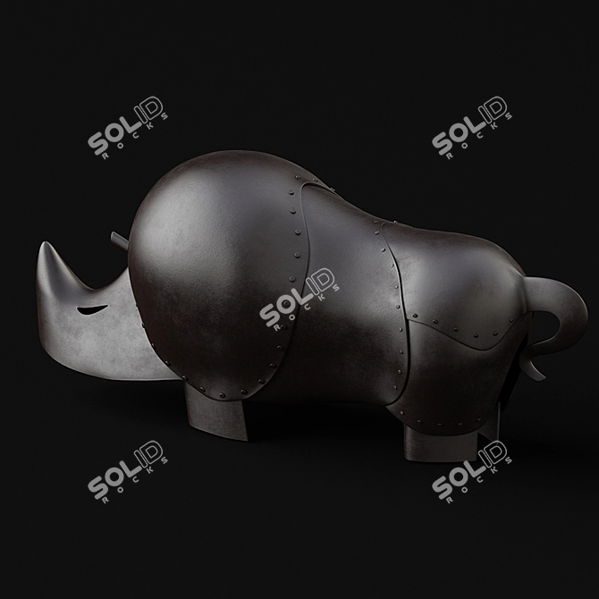 Vintage Rhino Sculpture by Tanaka Isamu 3D model image 1