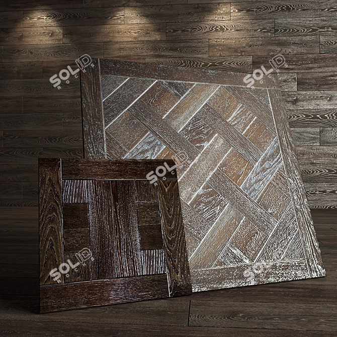 Silver Patina Parquet: Elegant Versailles Collection 3D model image 1