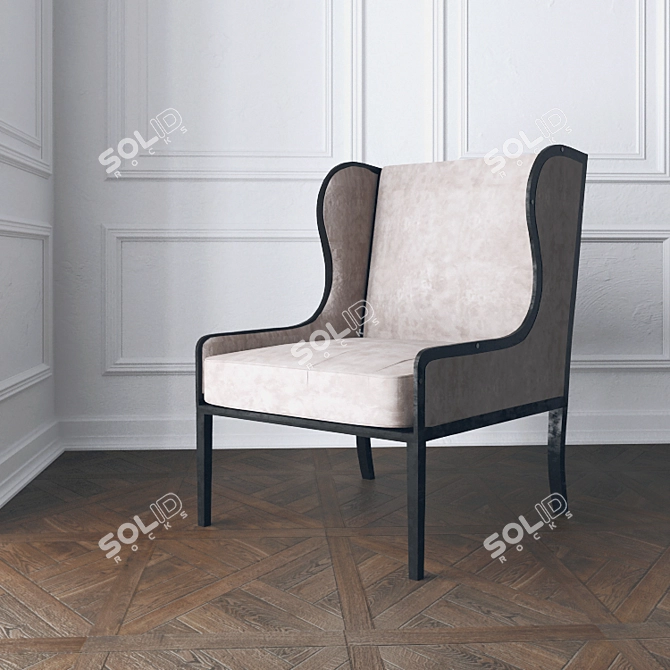 Casa Midy Ixelles Wing Chair: Handcrafted Elegance 3D model image 2