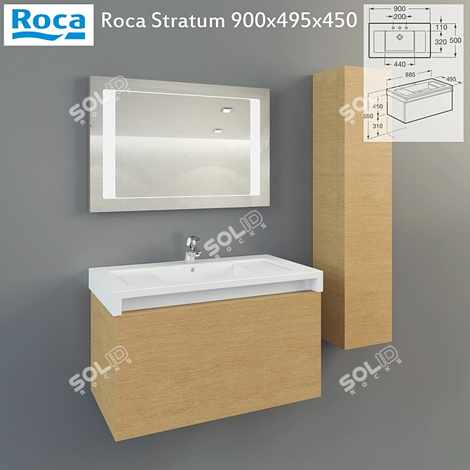 Roca Stratum Bathroom Furniture & Sink 3D model image 1