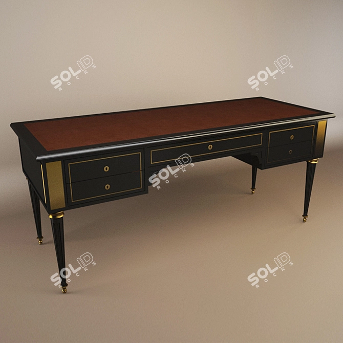 Leather Inlay Writing Desk 3D model image 1