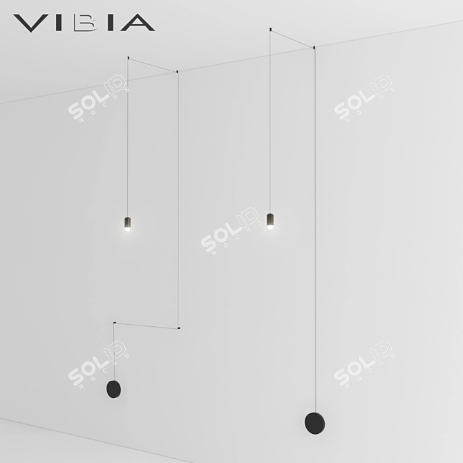 VIBIA WIREFLOW 0348: Striking Pendant Lighting 3D model image 1