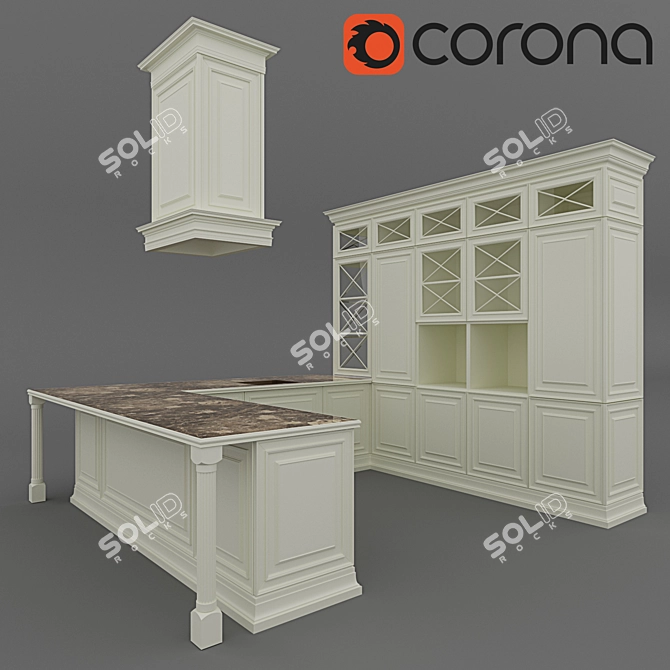 Elegant Oak Kitchen: Olivia 3D model image 1